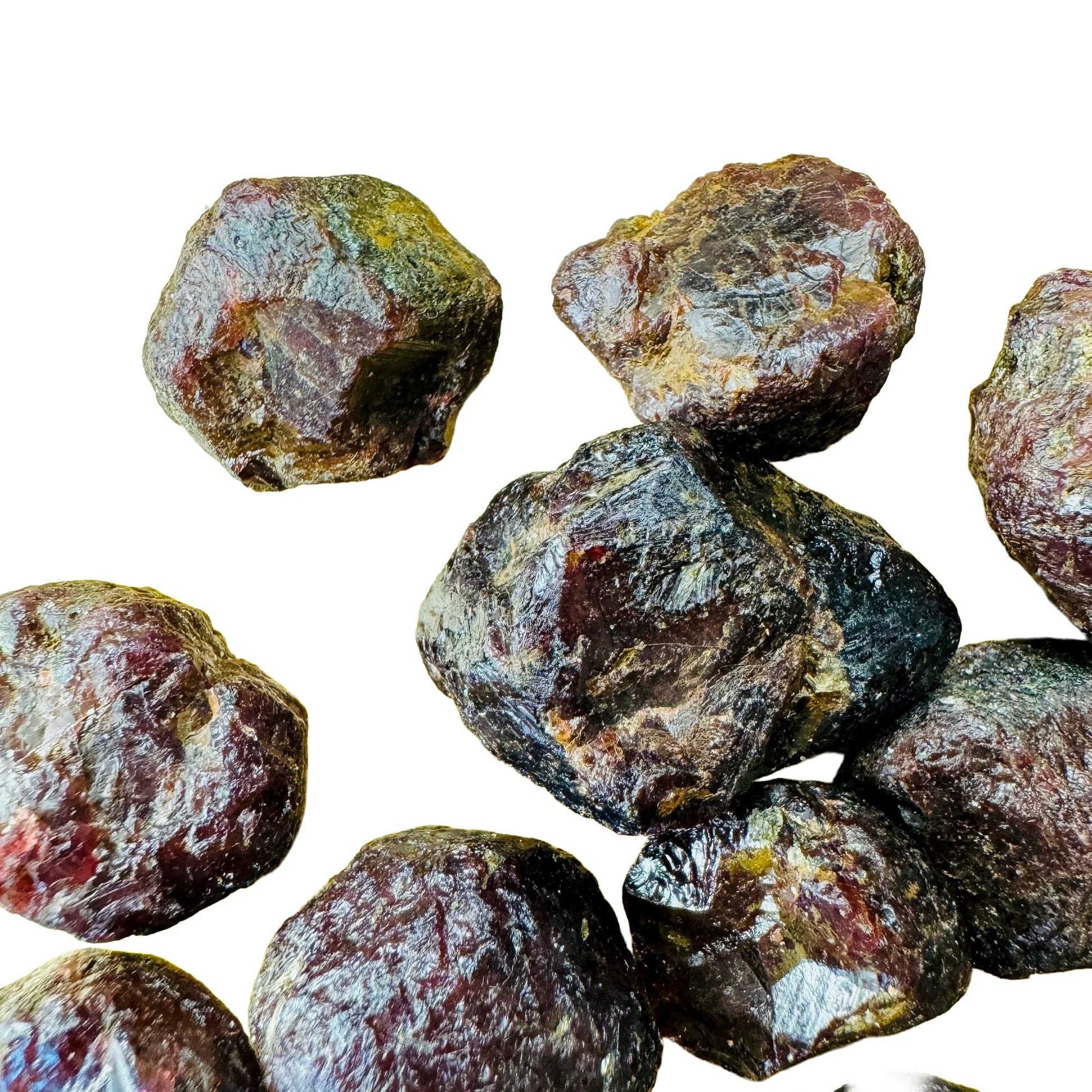 Back view of Garnet raw stone, often kept for Energy.