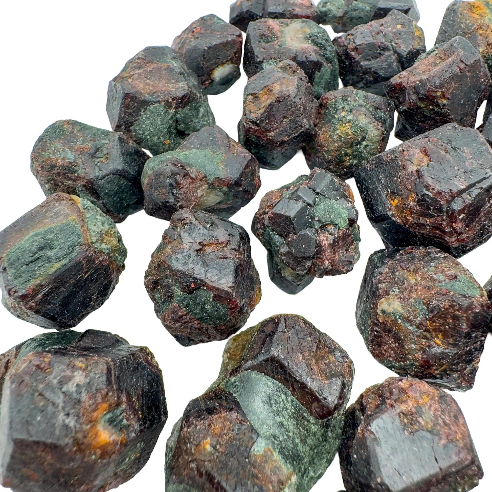 Underside view of green Fuchsite raw stone, traditionally used for Healing, sourced from Zimbabwe.