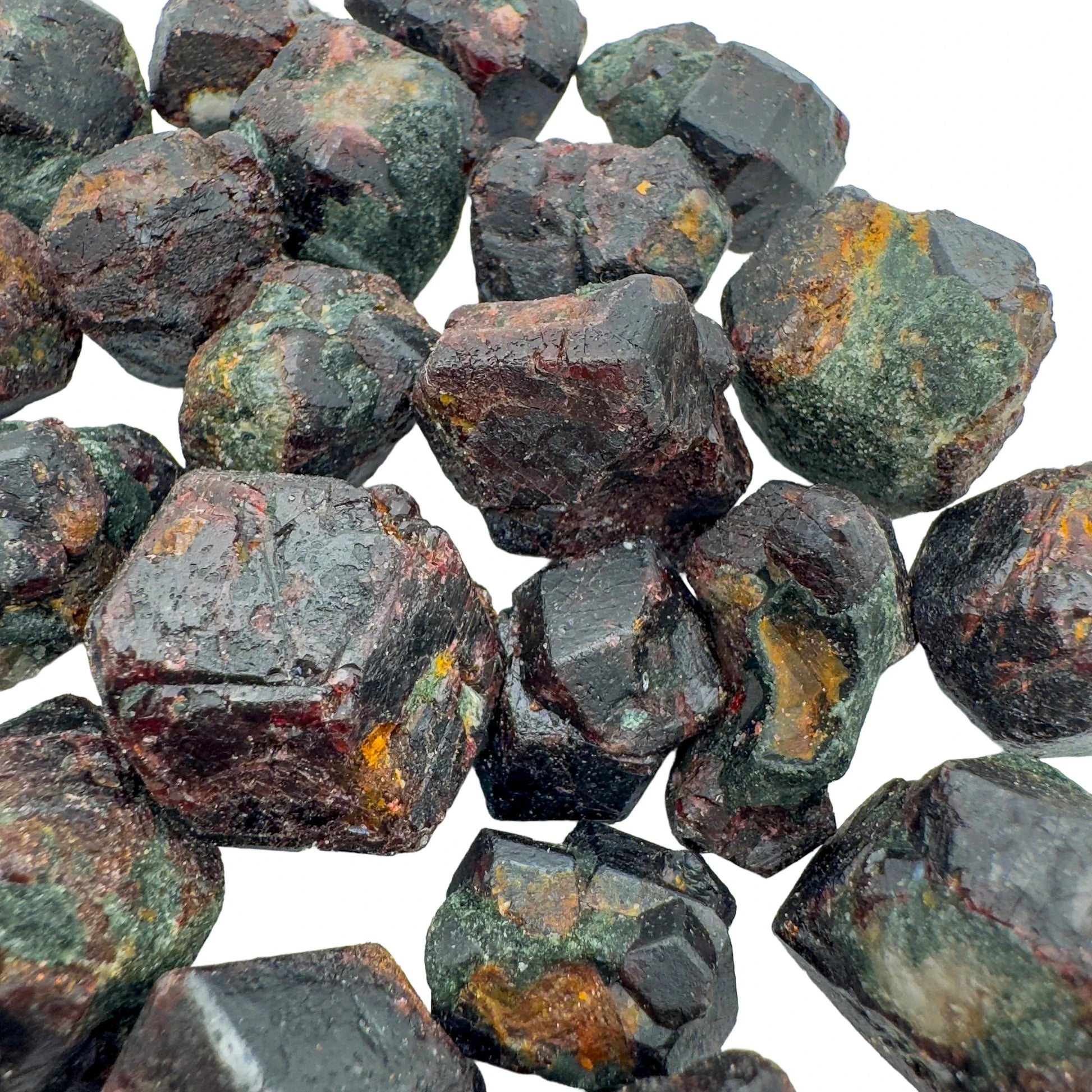 Natural light view of one Fuchsite raw stone for scale, from Mashonaland West, Zimbabwe.