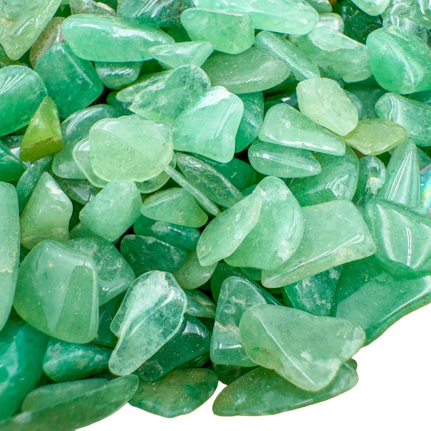Profile shot of Grade A Aventurine polished chip, traditionally used for Luck.