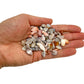 Pink agate chips product shot showing quantity and translucency, Grade A Botswana material