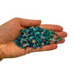 Bottom side of Grade A blue Chrysocolla polished chip, Namibia-sourced, showing natural texture.