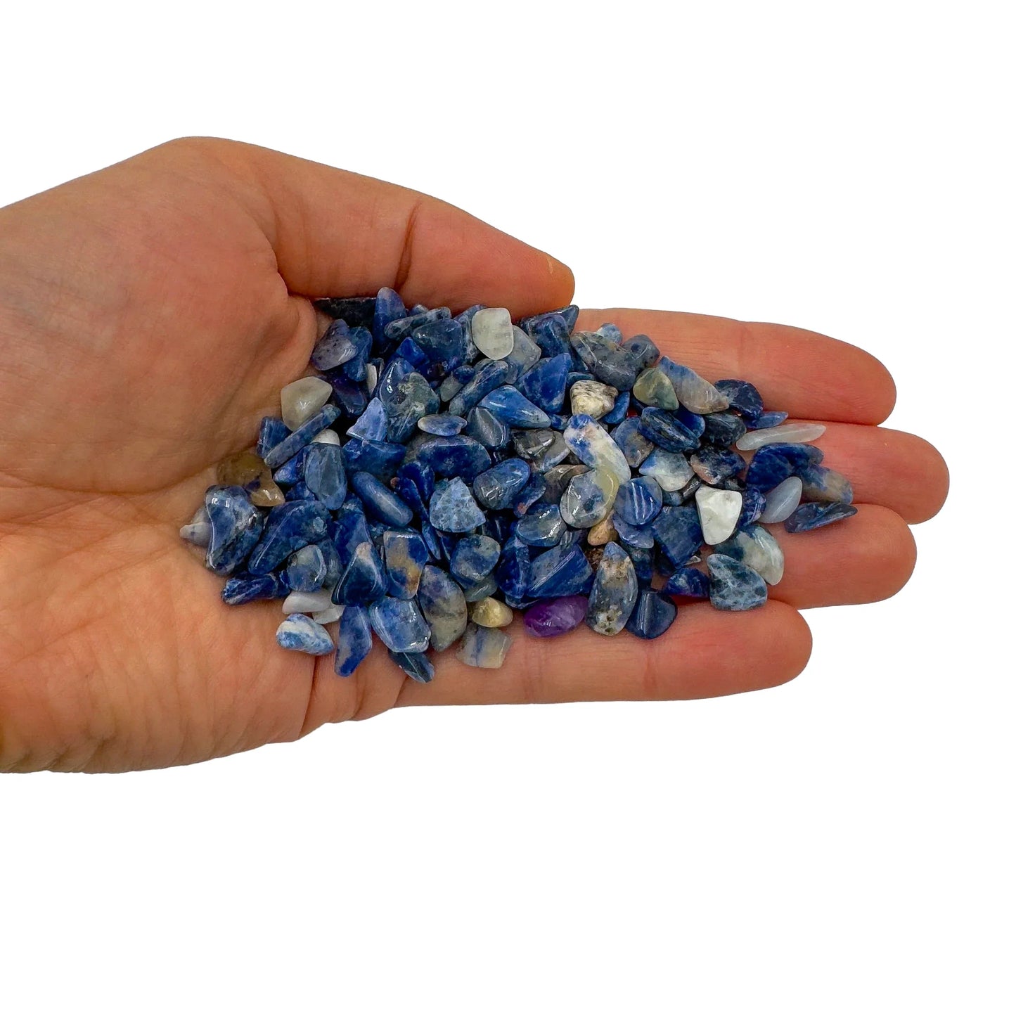 Reverse angle of Sodalite polished chip, showing soft luster.