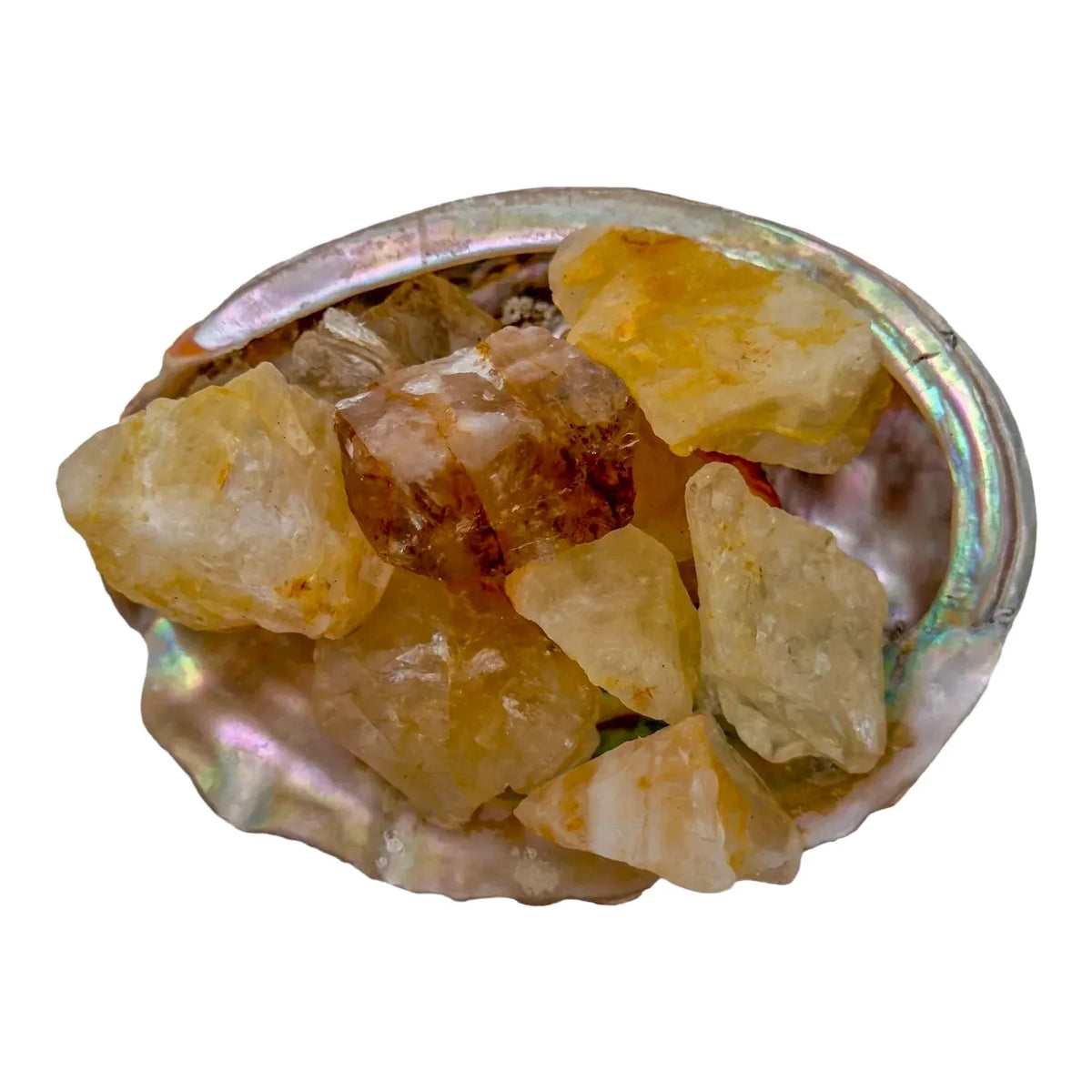 Magnified detail of Golden Healer raw stone, showing tight grain.