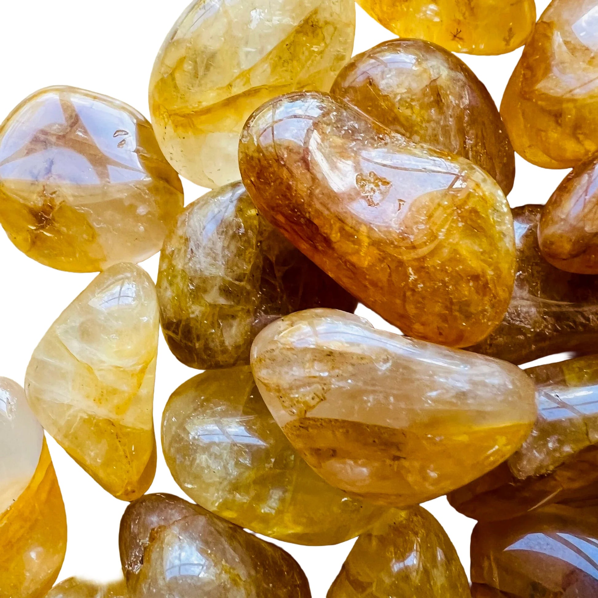 Full profile of Grade AAA Golden Healer tumbled stone ready to ship from Beyond Bohemian