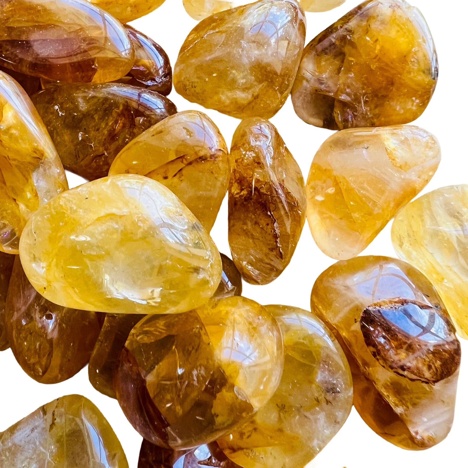 Full profile of Grade AAA Golden Healer tumbled stone ready to ship from Beyond Bohemian