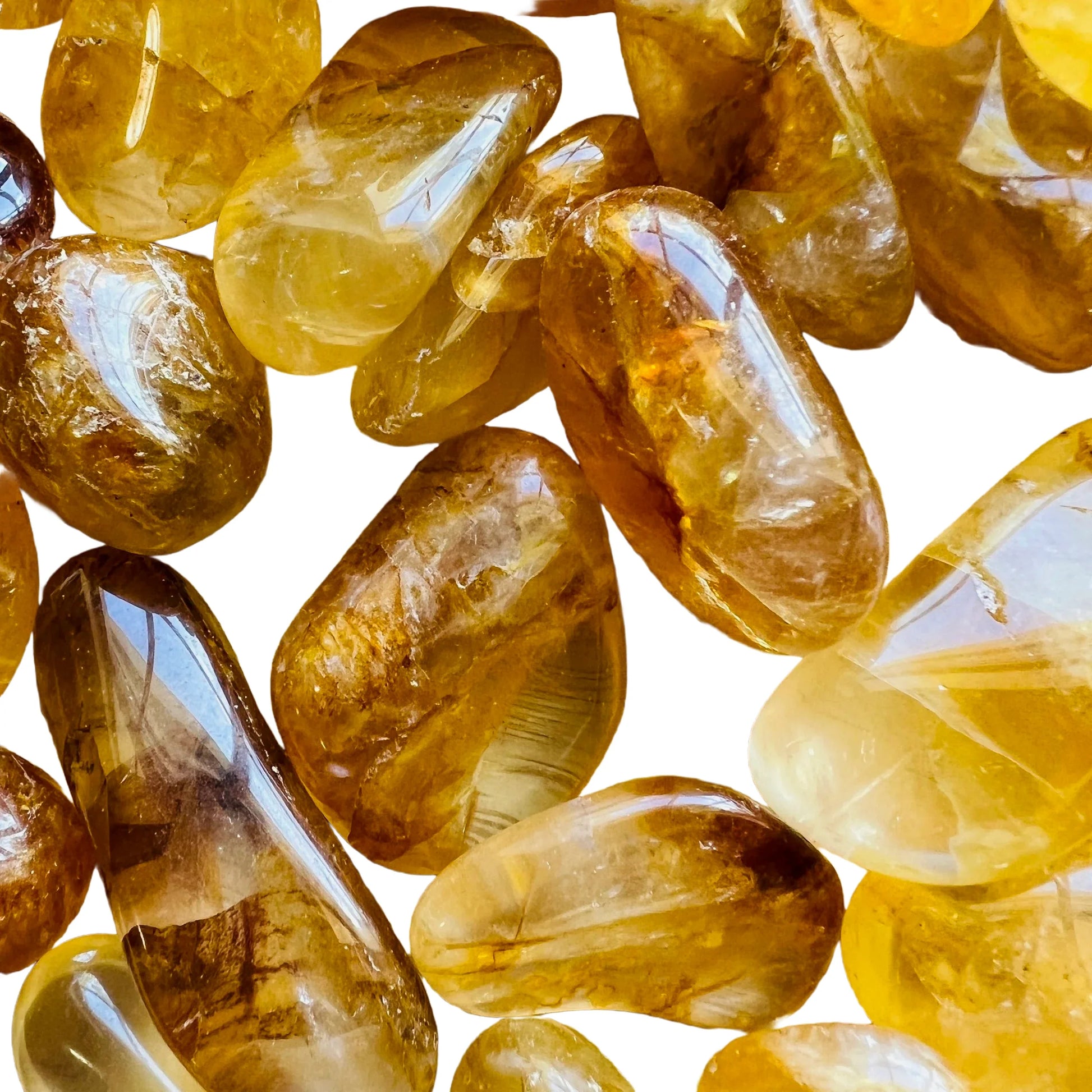 Full profile of Grade AAA Golden Healer tumbled stone ready to ship from Beyond Bohemian