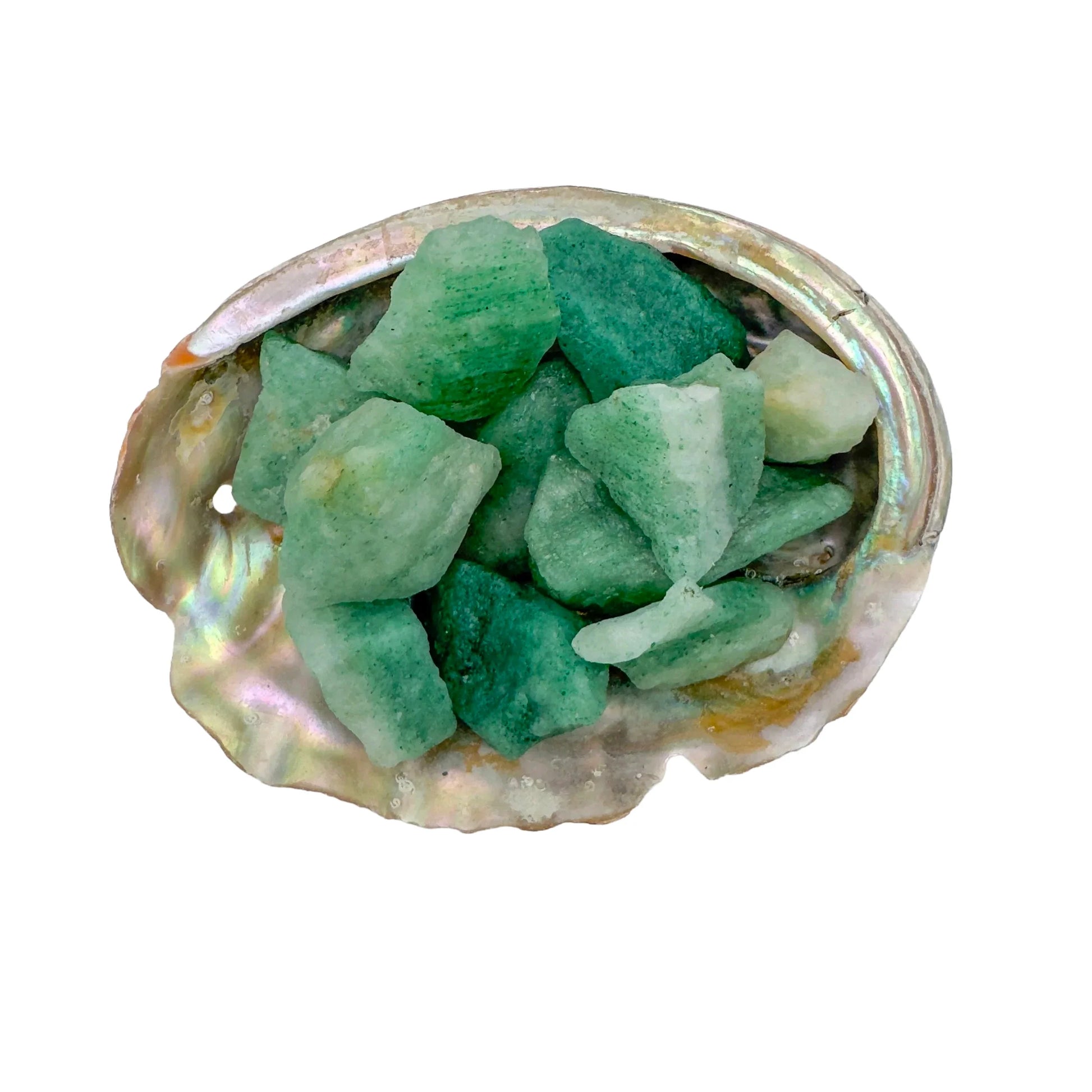 Close-up of Grade A Aventurine raw stone, showing natural banding.