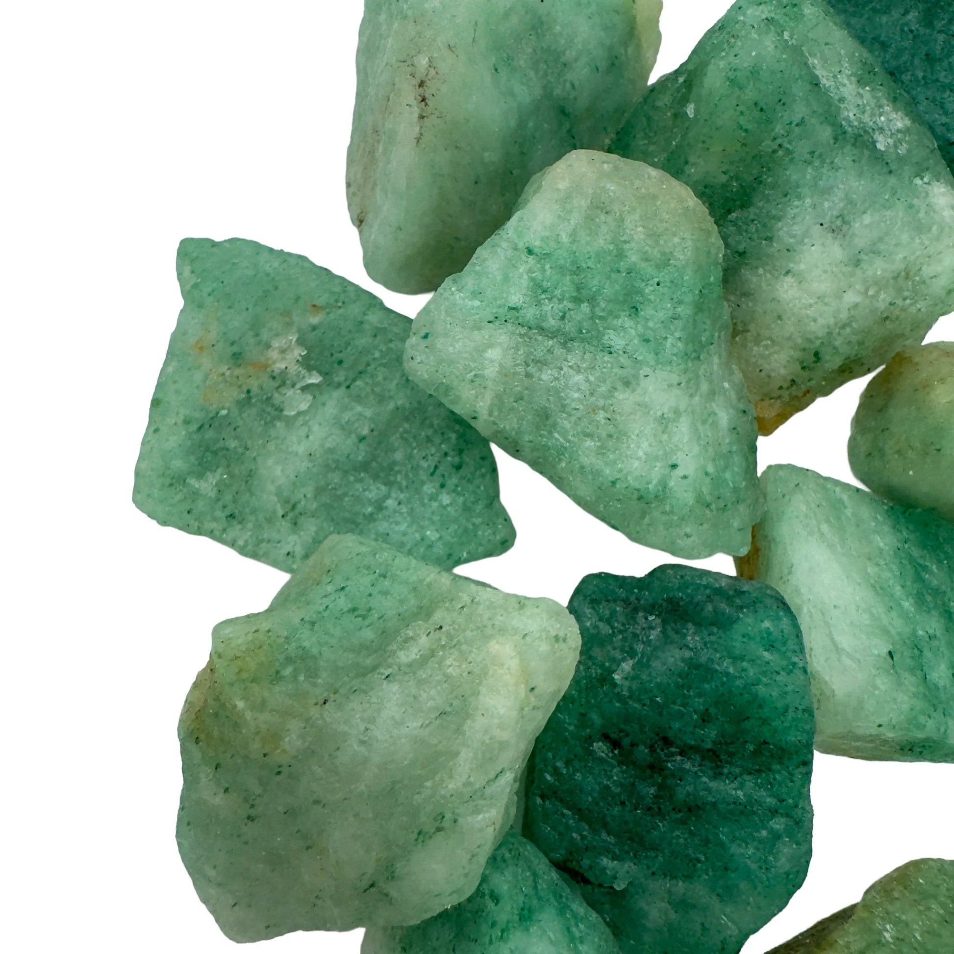 Looking down on Aventurine raw stone, to support Luck and Abundance, showing natural sheen.