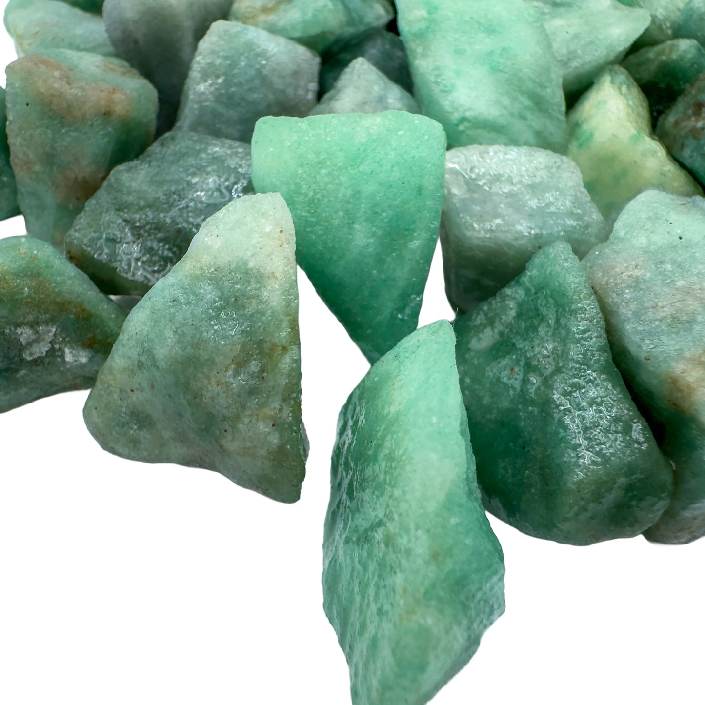 Detail of Green Aventurine raw stone, showing subtle veining, hand-selected from Minas Gerais, Brazil.