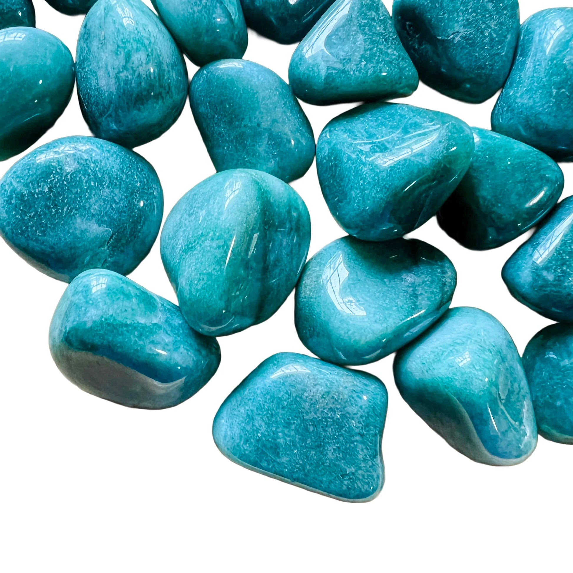 Tight crop of Aventurine tumbled stone, showing characteristic finish, traditionally used for Luck and Abundance.