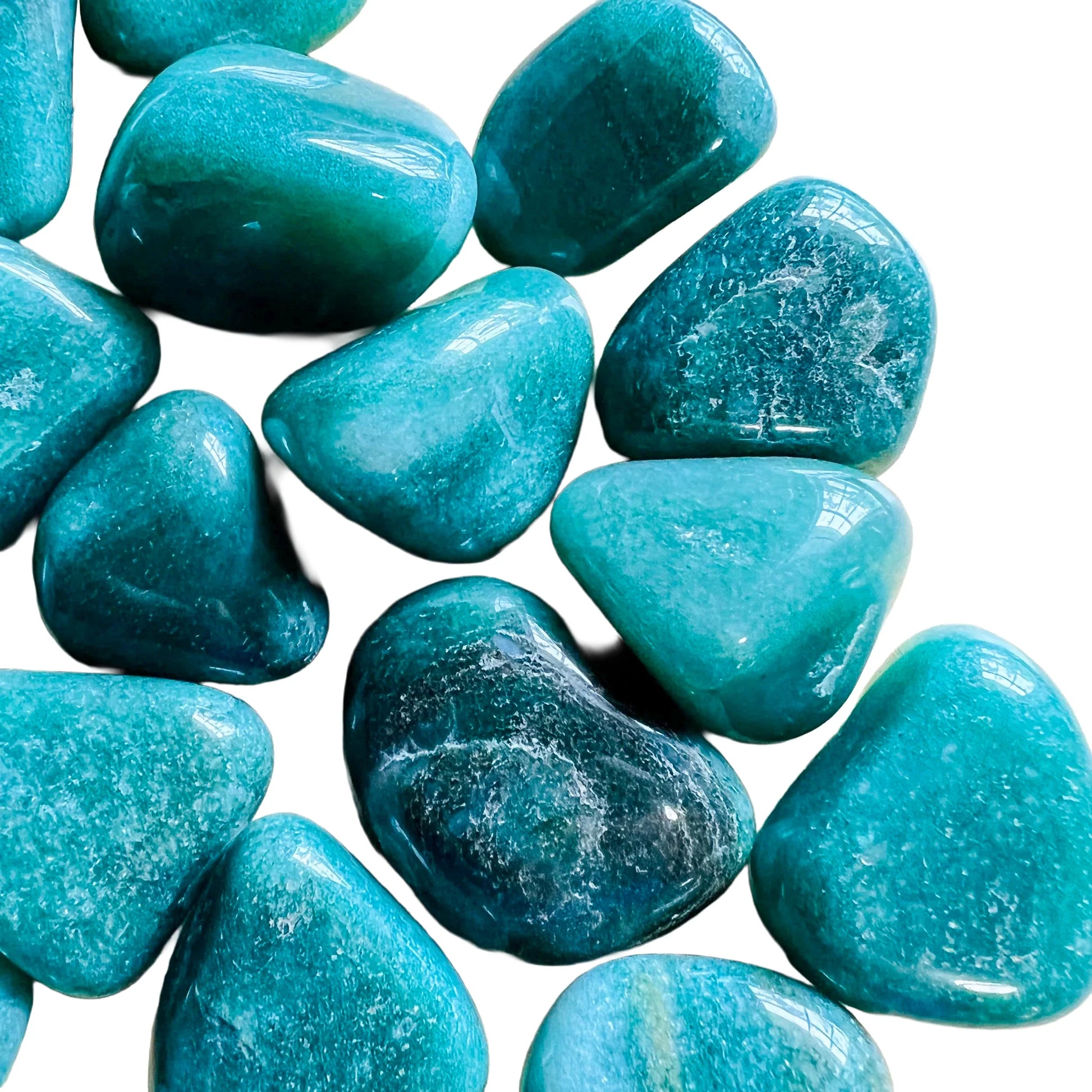 Reverse angle of Aventurine tumbled stone, showing natural inclusions, from Brazil.