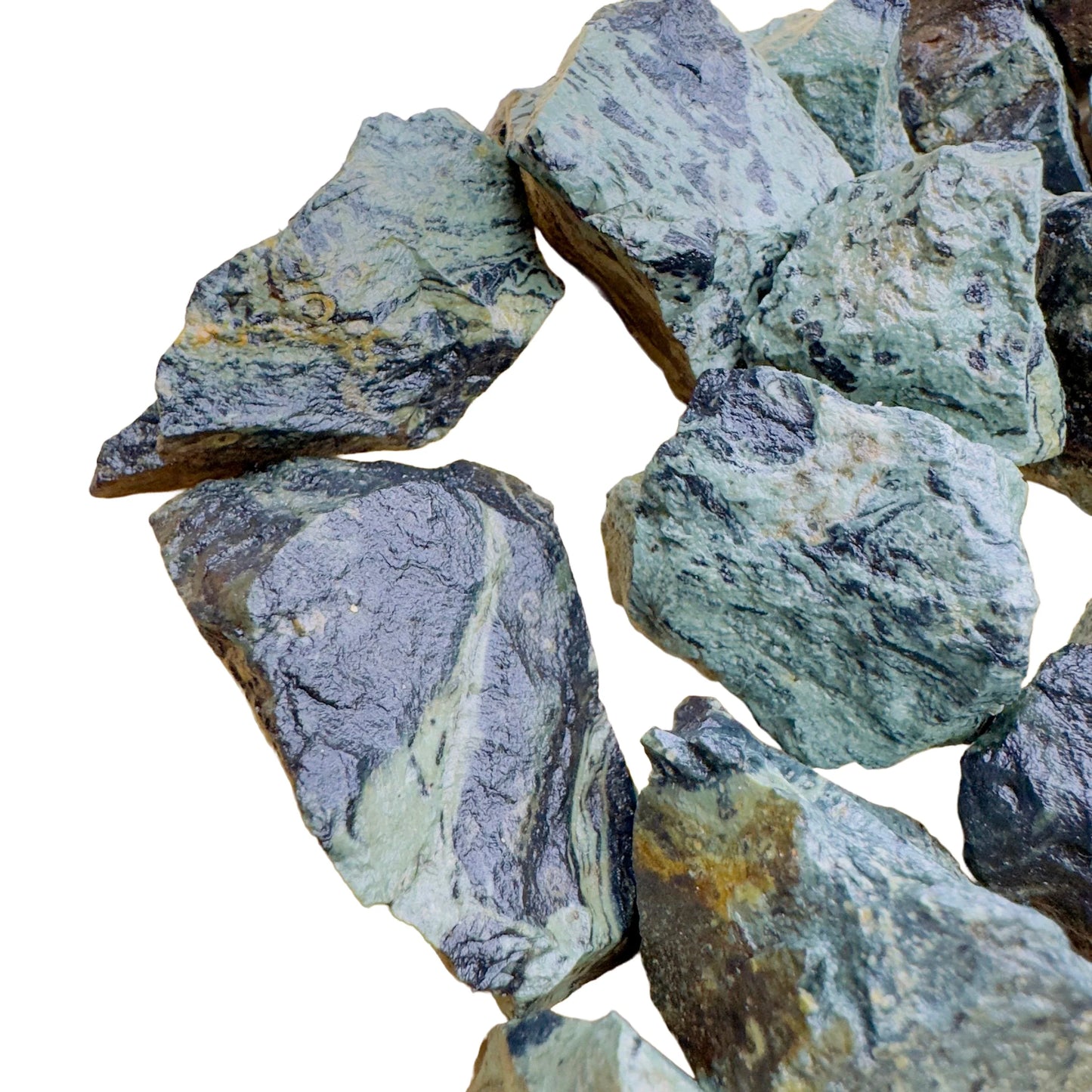 Side perspective of Kambaba Jasper raw stone, Madagascar-sourced.