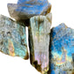 Color detail of Labradorite raw stone, sourced from Atsimo-Andrefana, Madagascar, showing natural banding.