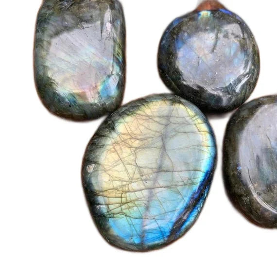 Size comparison with a Labradorite palm stone, sourced from Atsimo-Andrefana, Madagascar.