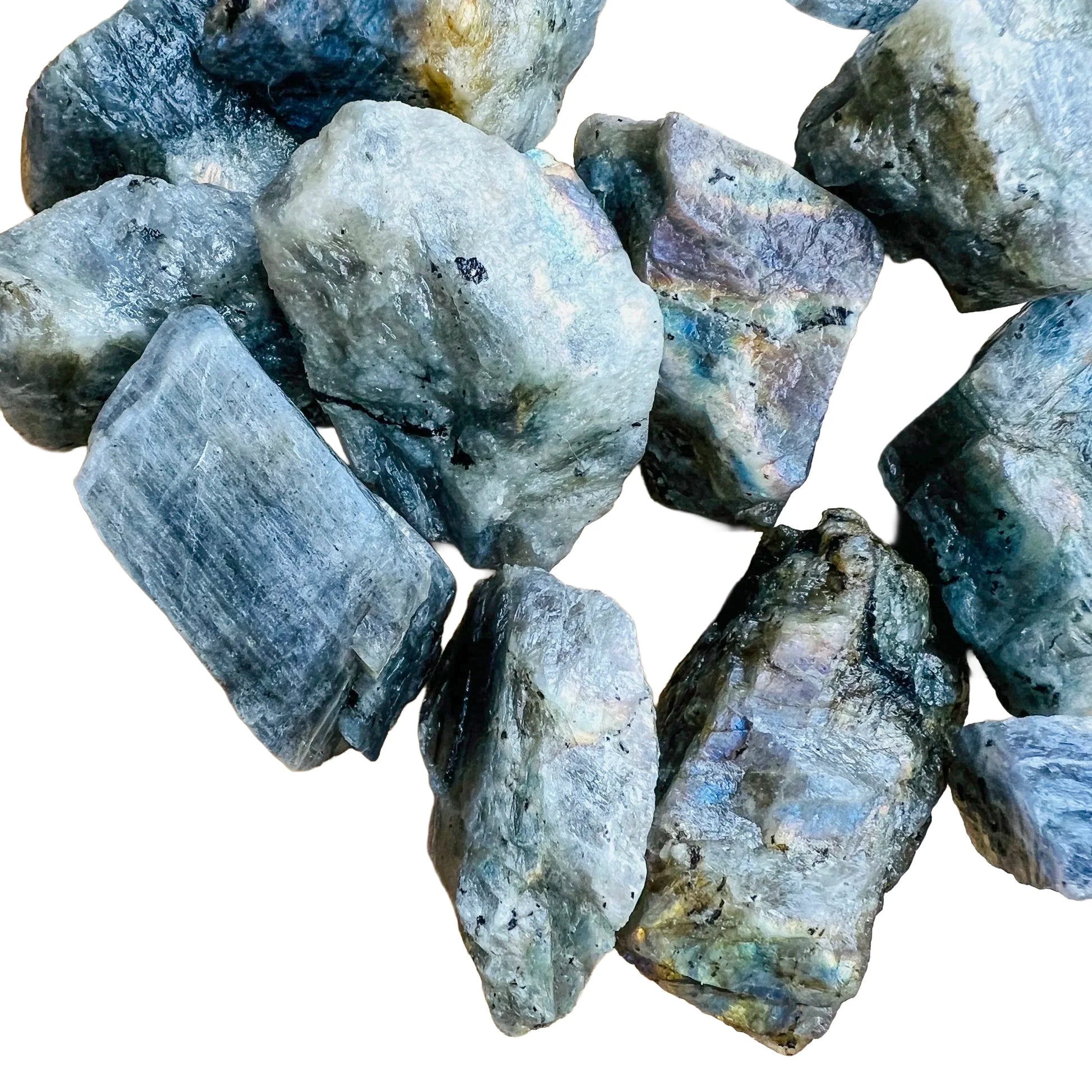 Aerial view of Labradorite raw stone, often paired with practices around Intuition, Madagascar-sourced.
