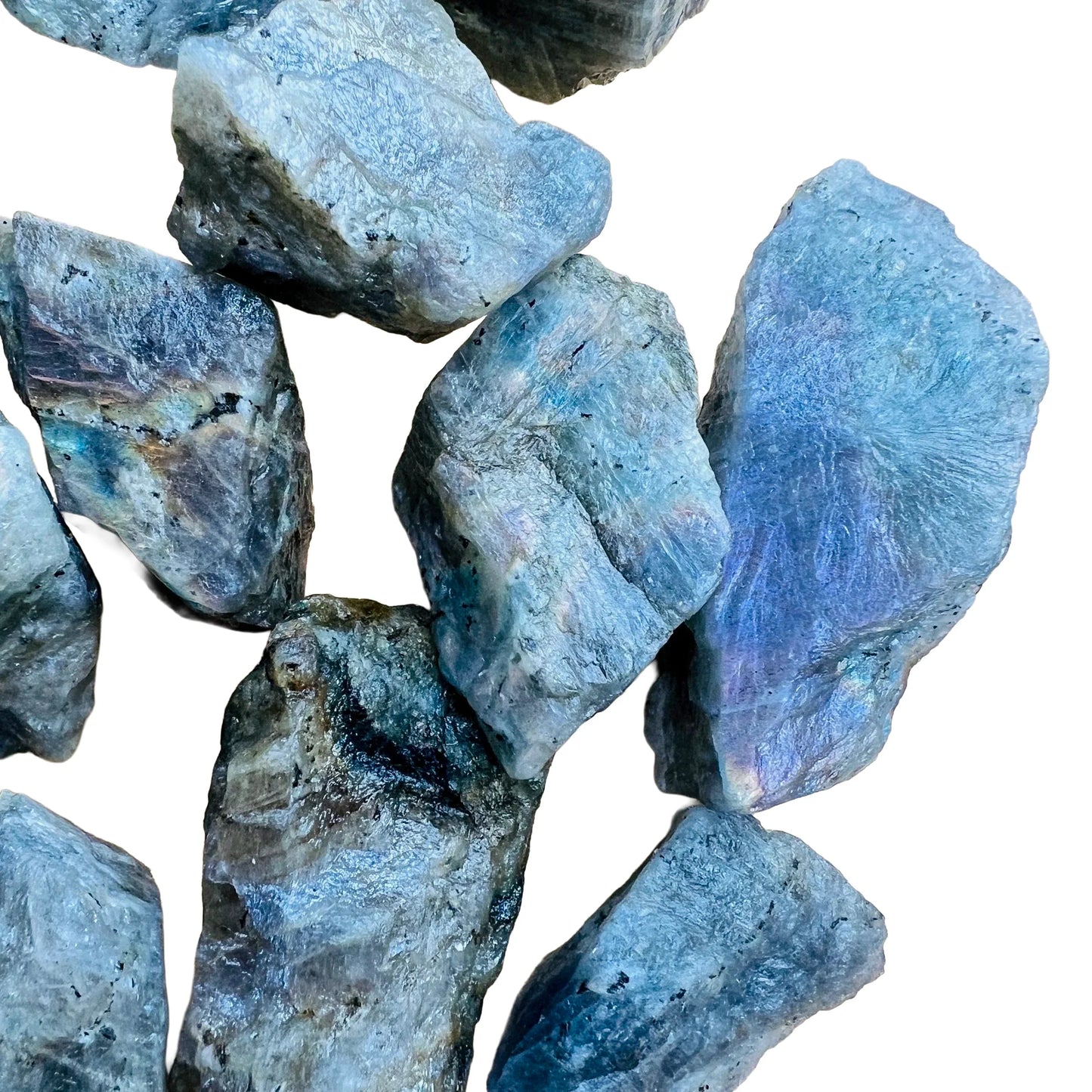 Back view of Grade AA Labradorite raw showing natural surface