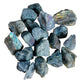 Detail shot of Grade AA Labradorite raw under natural light