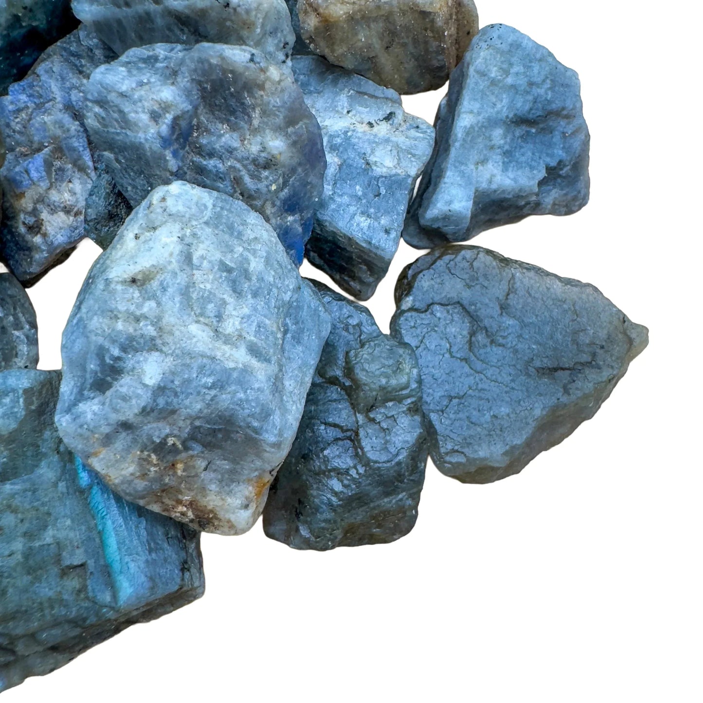 Back view of Grade A Labradorite raw showing natural surface