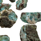 Back view of Grade A Larimar raw stone, from Dominican Republic, turned to for Stress Relief.