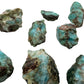 Hand-scale shot of a Larimar raw stone often paired with practices around Stress Relief, from Barahona Province, Dominican.