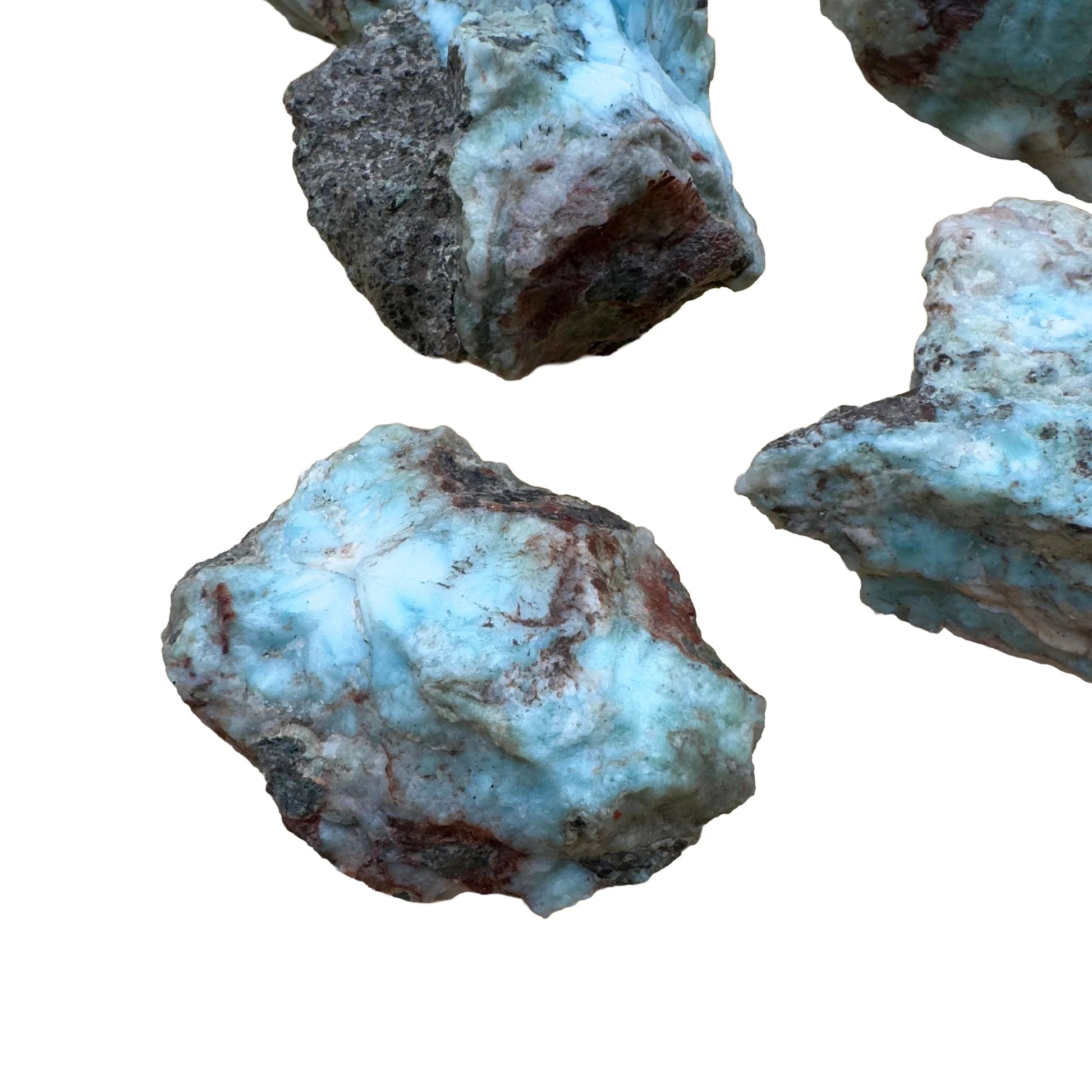Detail shot of Grade A Larimar raw under natural light