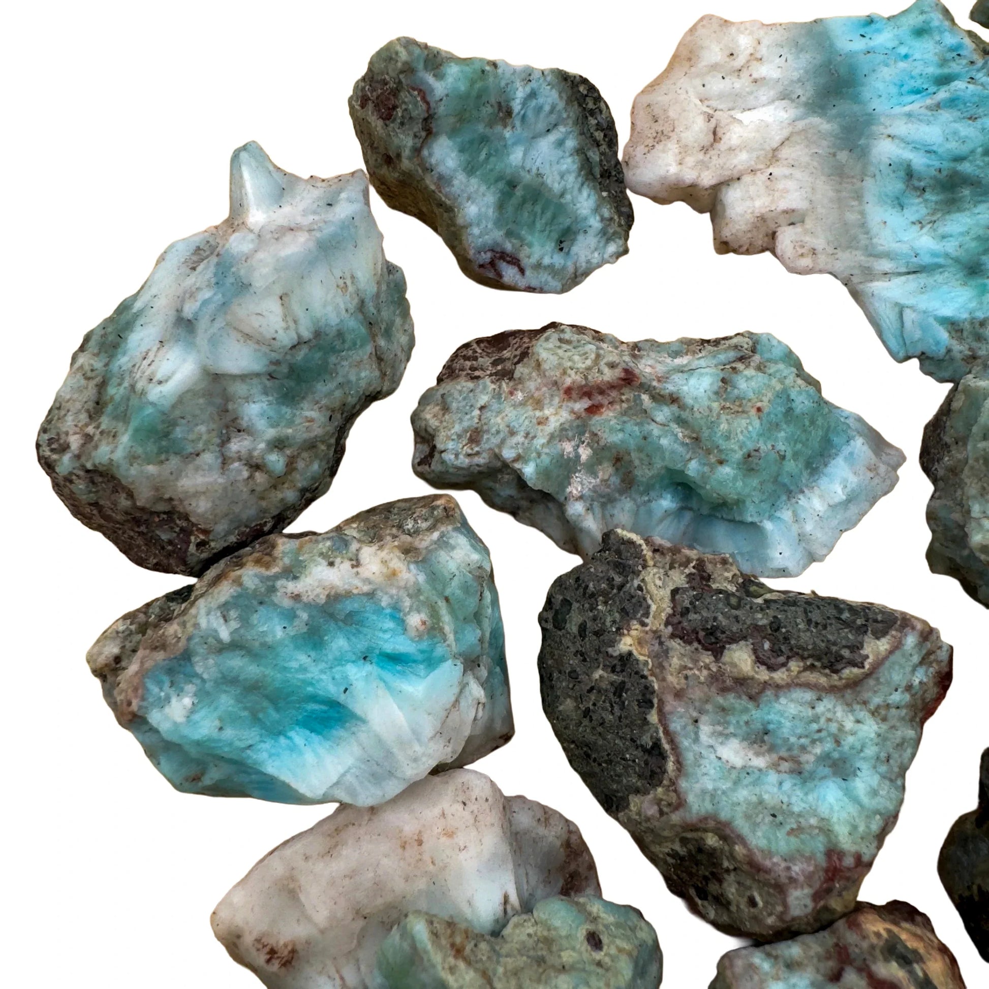 Full profile of Grade A Larimar raw ready to ship from Beyond Bohemian