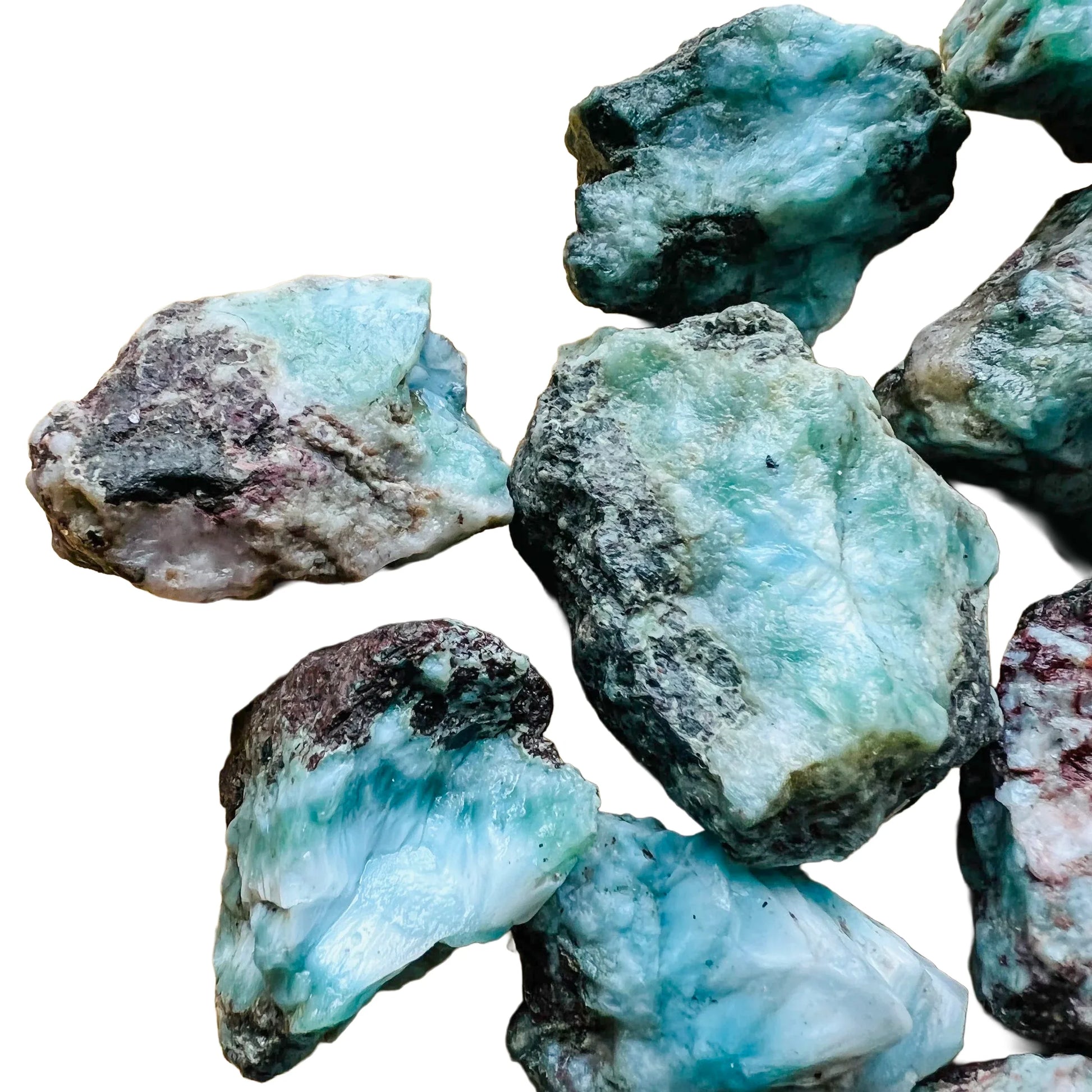 Full profile of Grade A Larimar raw ready to ship from Beyond Bohemian