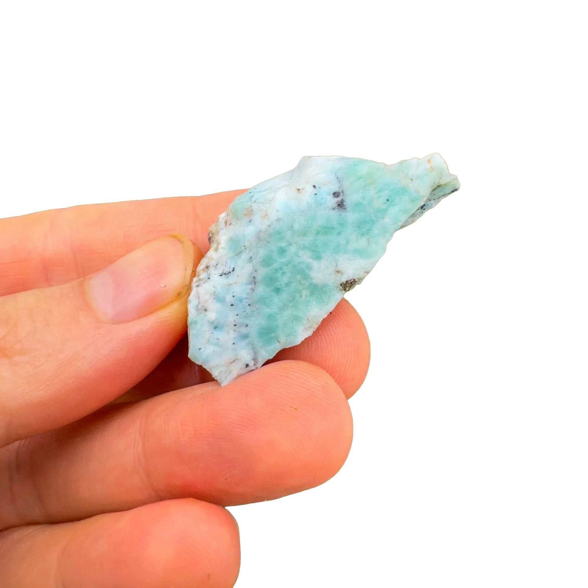 Full profile of Grade A Larimar raw ready to ship from Beyond Bohemian