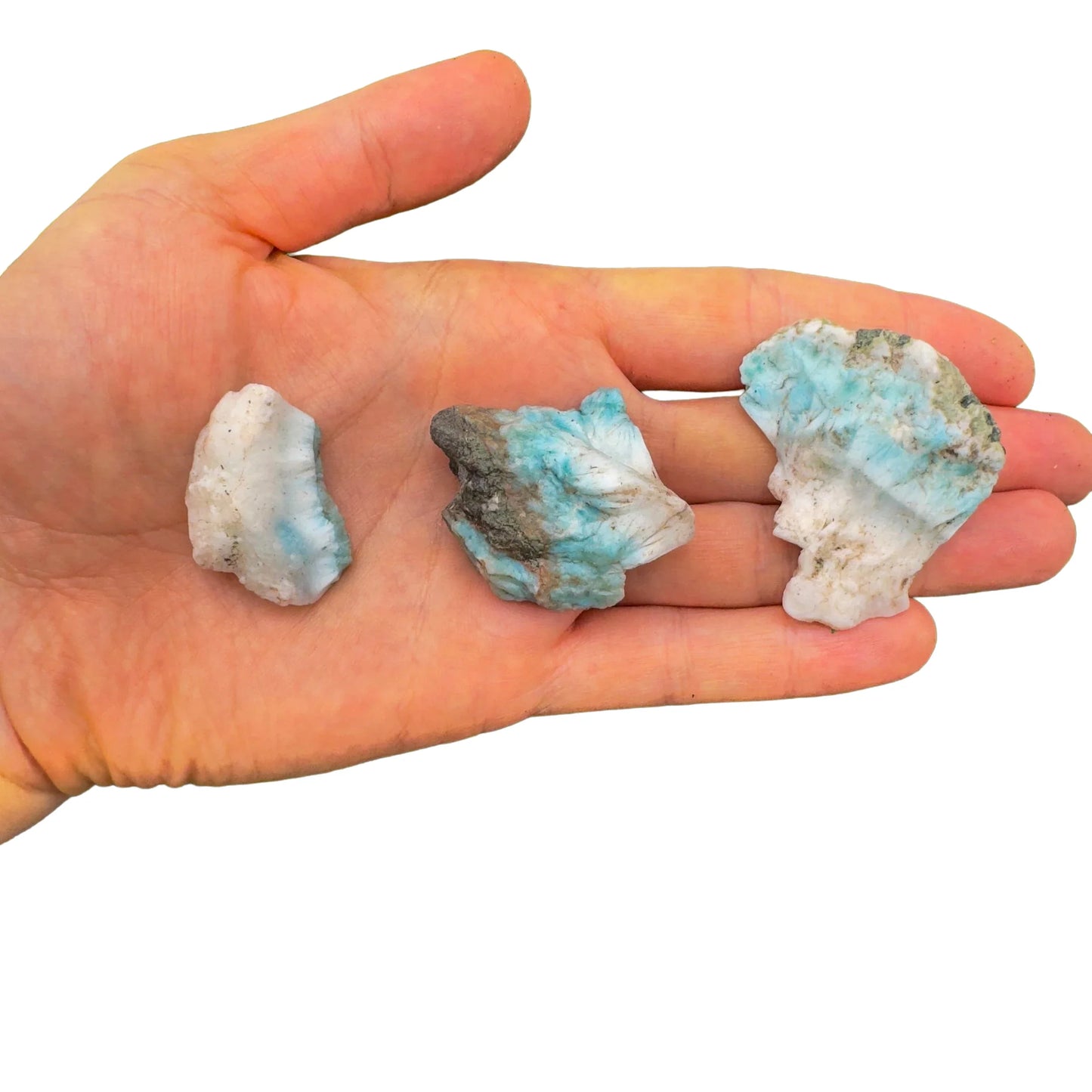 Full profile of Grade A Larimar raw ready to ship from Beyond Bohemian