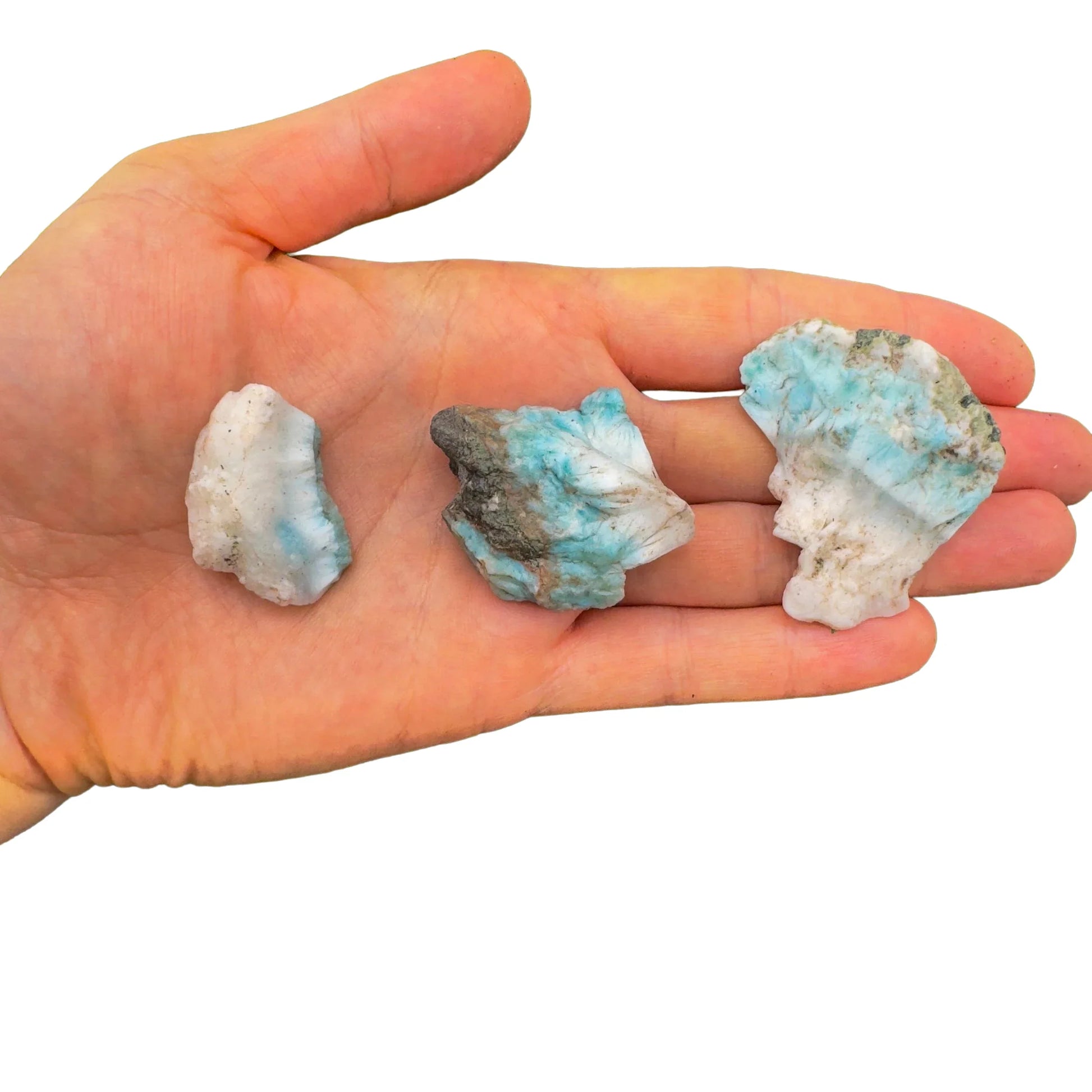 Full profile of Grade A Larimar raw ready to ship from Beyond Bohemian