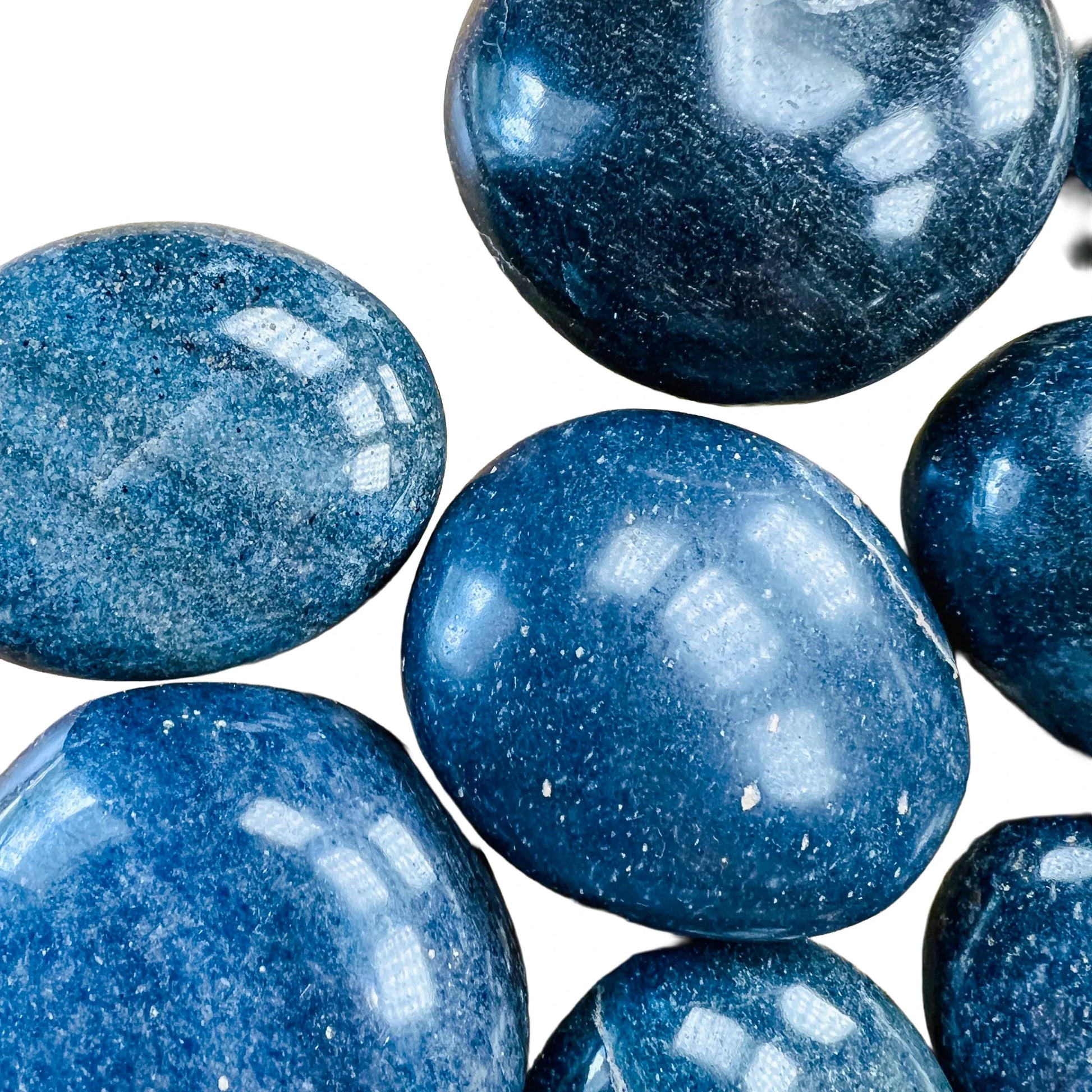 Looking down on Lazulite palm stone, from Madagascar.