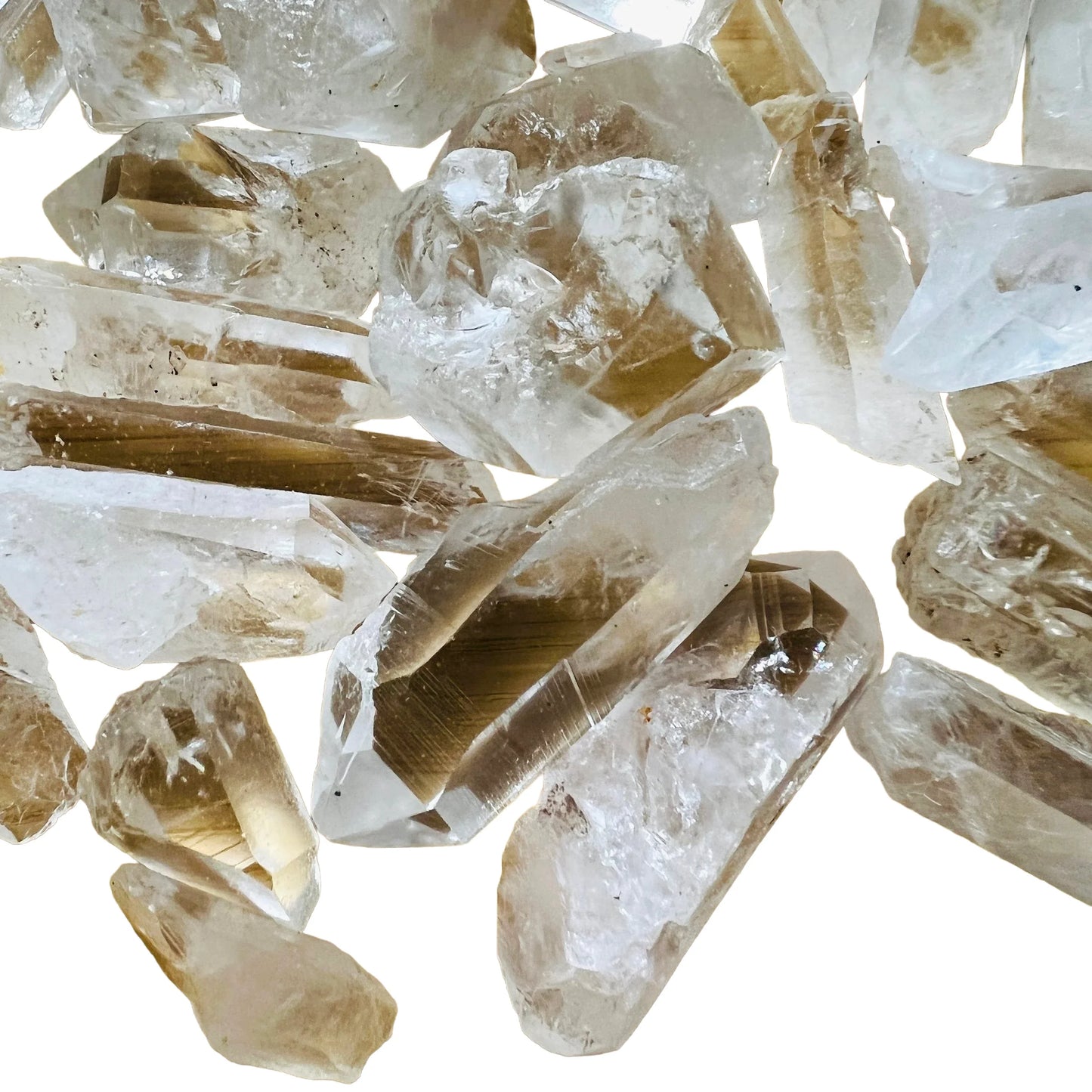 Tight crop of Lemurian Quartz raw point, showing untreated character, for Meditation and Intuition.