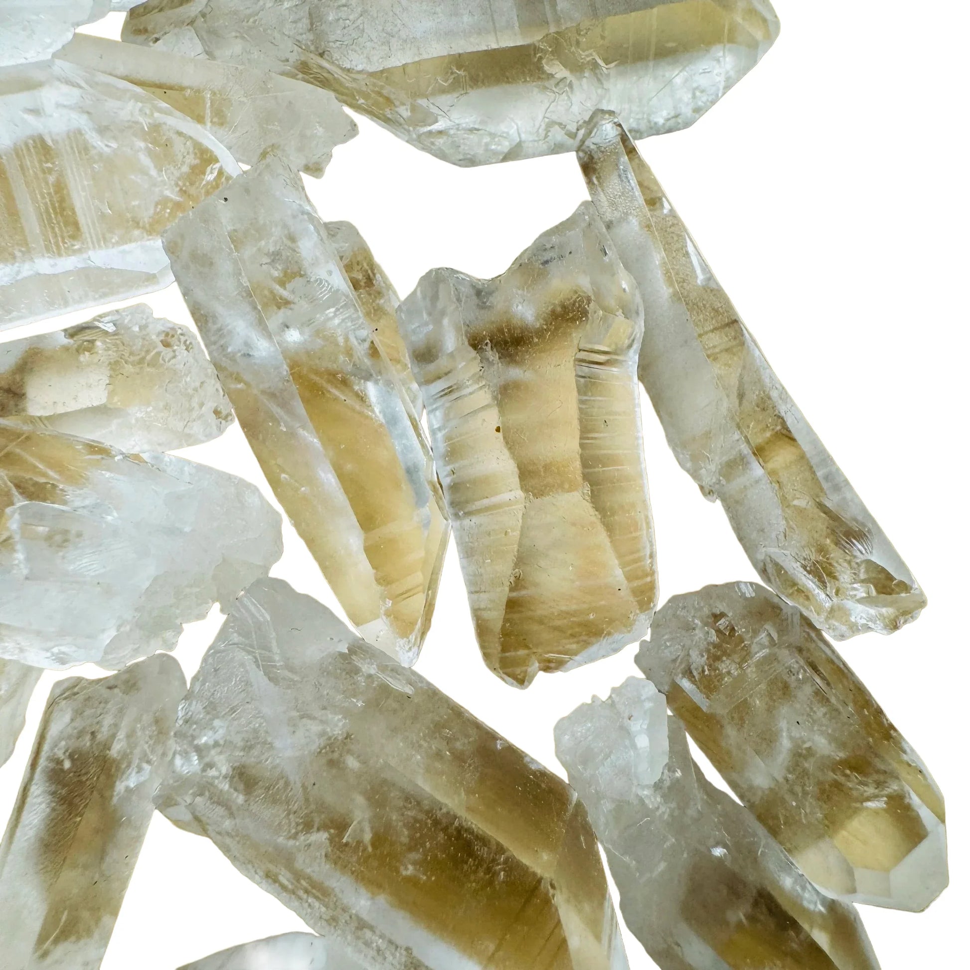 Reverse angle of clear Lemurian Quartz raw point, sourced from Minas Gerais, Brazil, carried for Meditation.