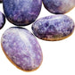 Back view of Grade AA Lepidolite palm stone showing natural surface