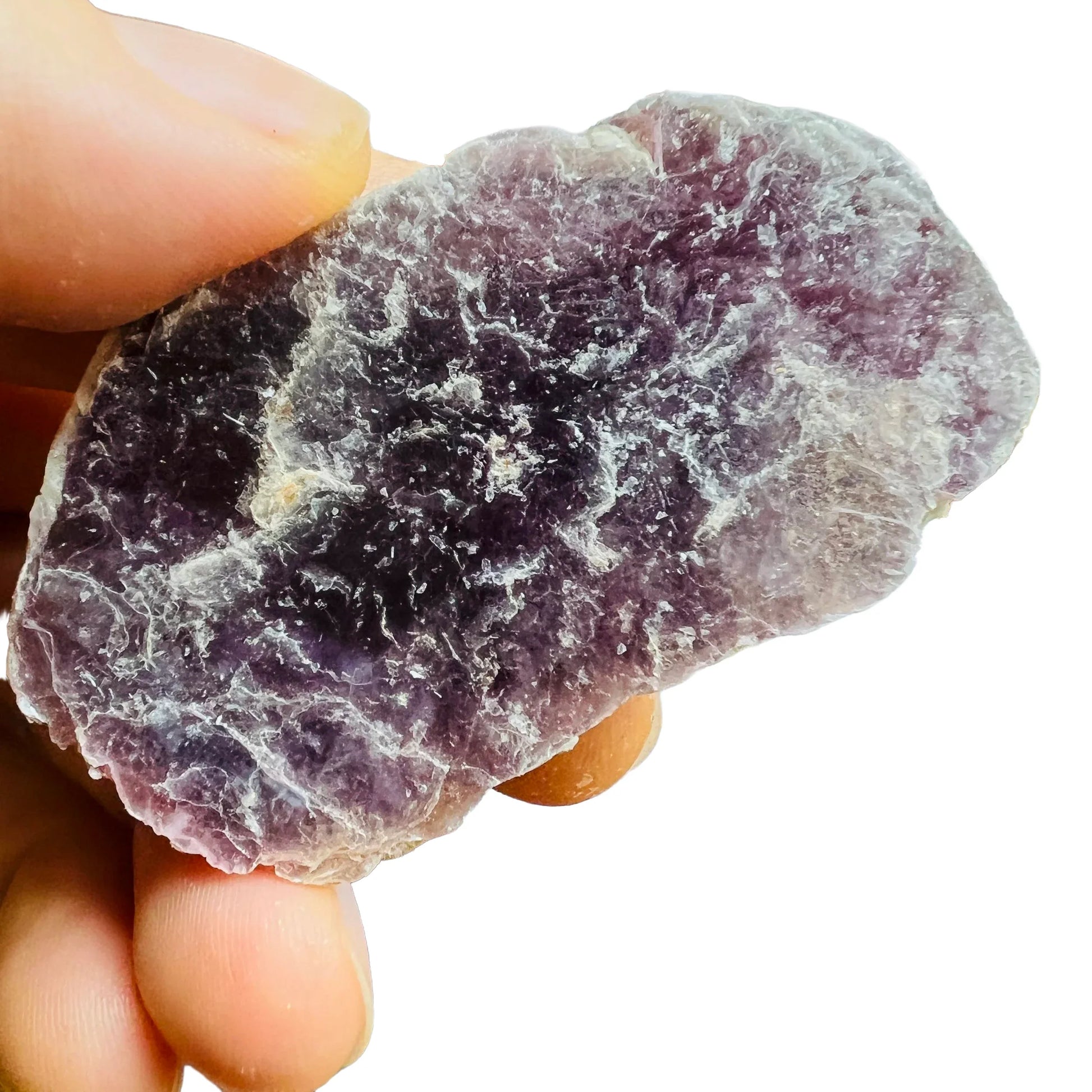 Back view of Grade AA Lepidolite raw showing natural surface