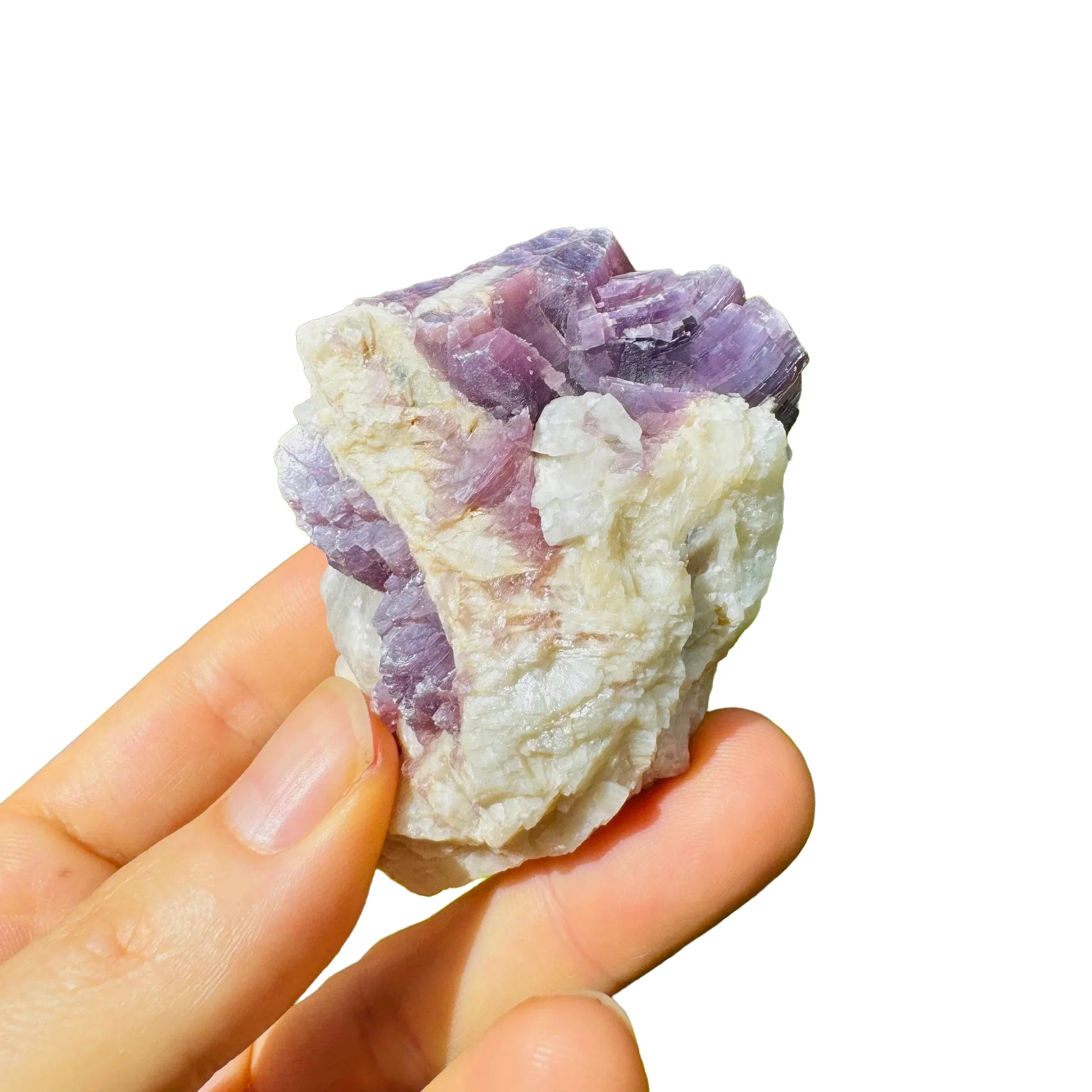 Detail shot of Grade AA Lepidolite specimen under natural light