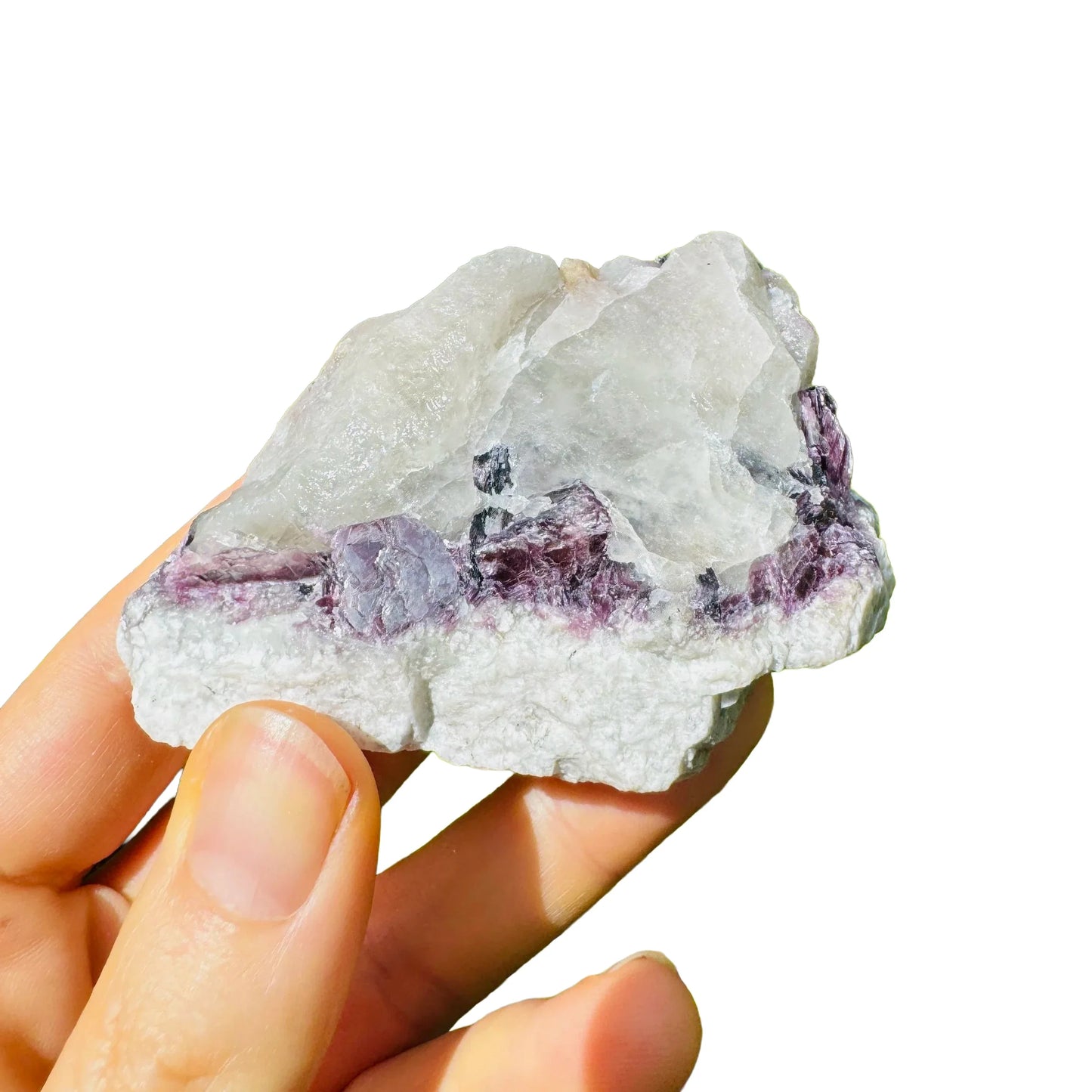 Full profile of Grade AA Lepidolite specimen ready to ship from Beyond Bohemian