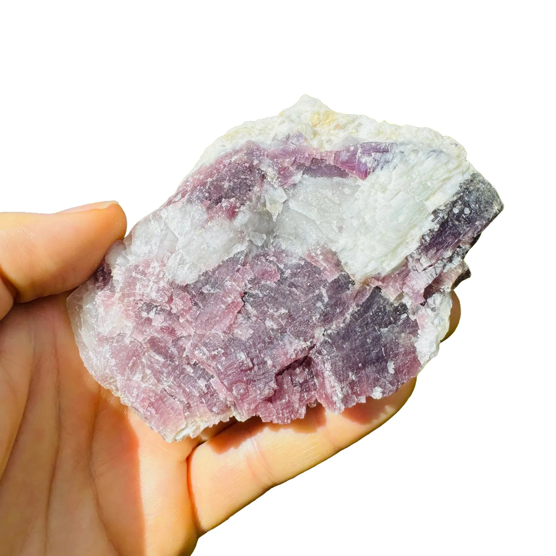 Full profile of Grade AA Lepidolite specimen ready to ship from Beyond Bohemian