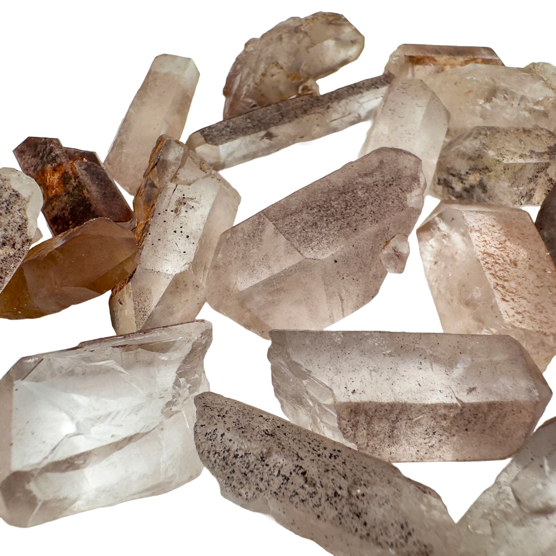 Full piece view of Lithium Quartz raw crystal, from Minas Gerais, Brazil, shown for size reference.