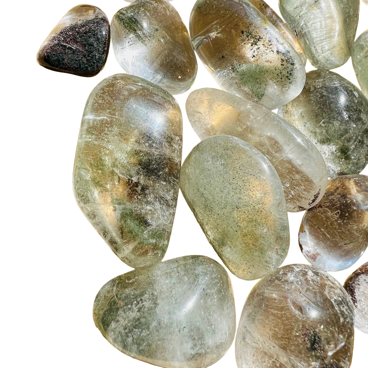 Underside detail of Lodolite tumbled stone, sourced from Brazil, kept close for Dreaming.