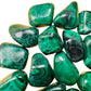 Aerial view of Malachite tumbled stone, Democratic Republic of the Congo-sourced, showing natural variation.