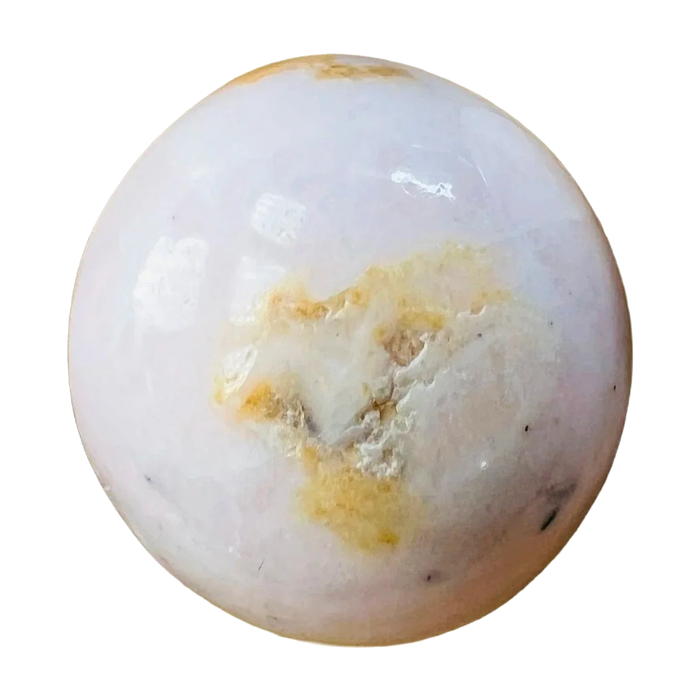 Mangano Calcite Hand Polished Stones, A Grade, Peru: one representative stone on a white background