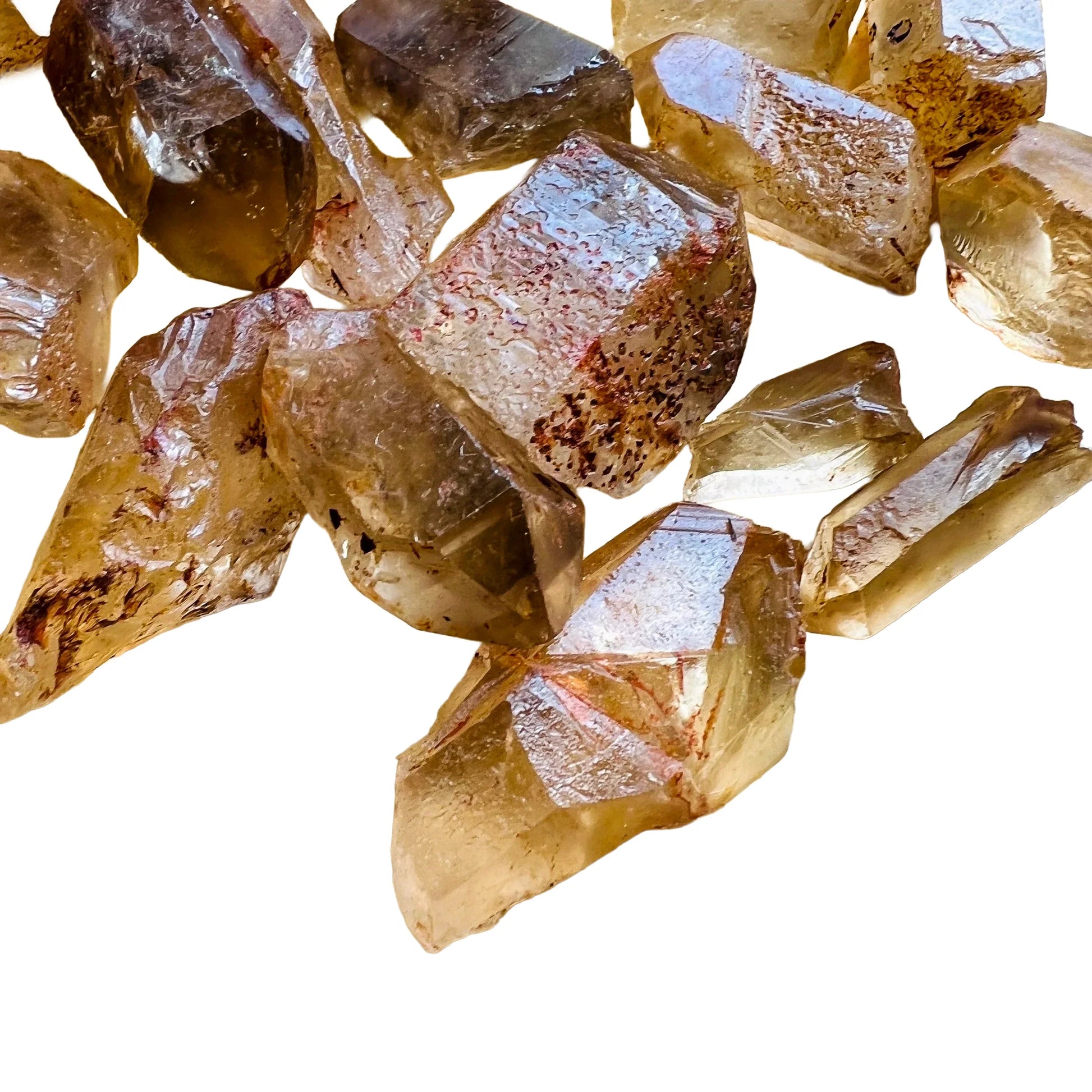 Opposite side of Natural Citrine raw point, showing characteristic color.