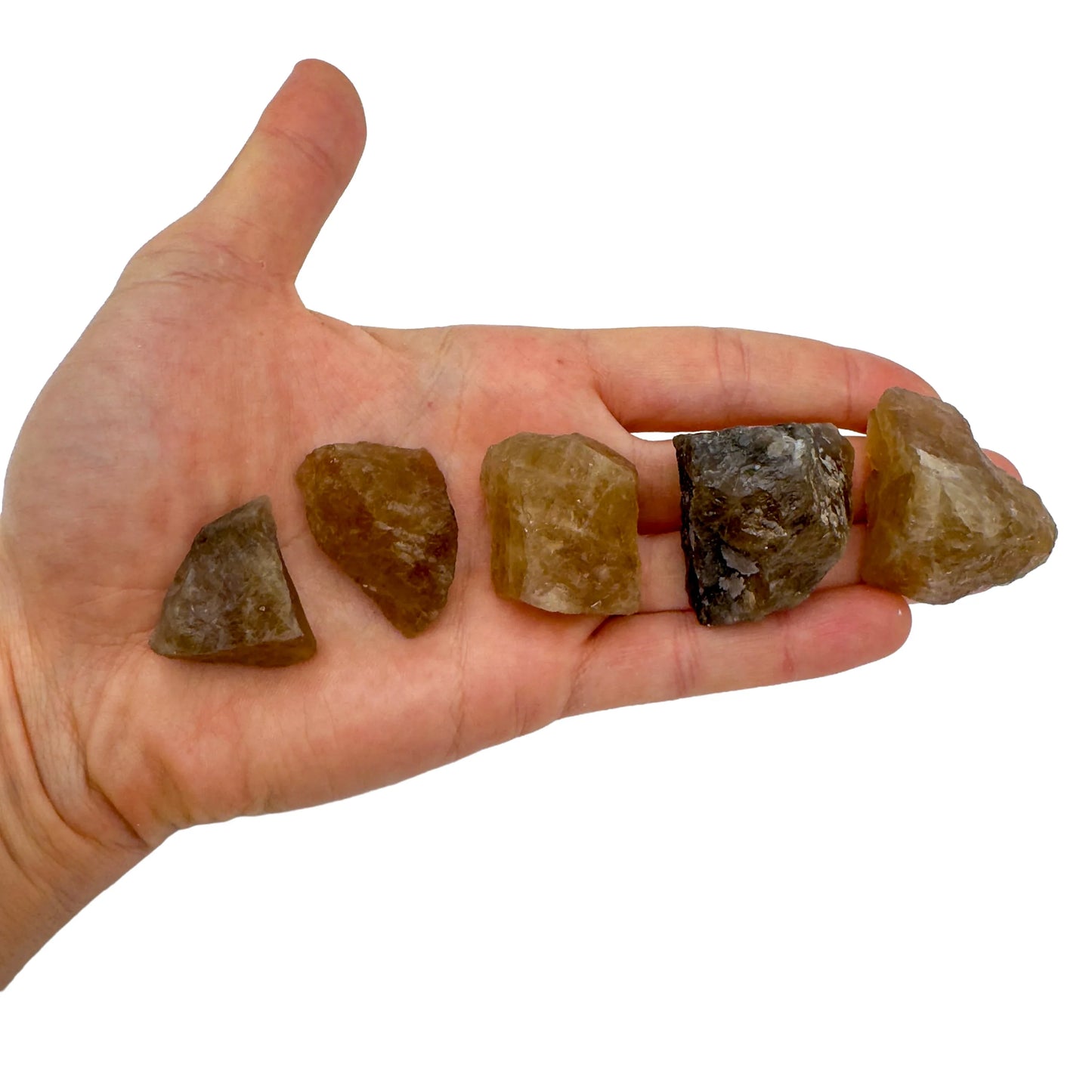 Display context of Natural Citrine raw crystal, from Minas Gerais, Brazil, set to give a sense of weight.