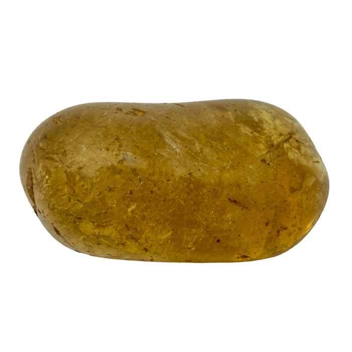 Natural Citrine Tumbled Stones, AAA Grade, Brazil: one tumbled stone on a white background, honey yellow