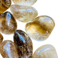 Aerial view of Natural Citrine tumbled stone, traditionally used for Abundance and Manifestation, showing characteristic finish.