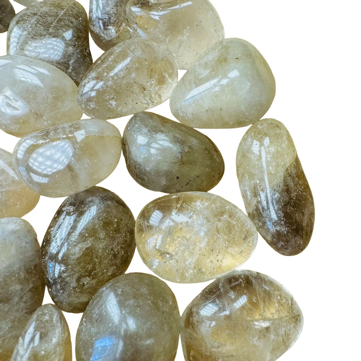 Alternate side of Natural Citrine tumbled stone, associated with Abundance, hand-selected from Minas Gerais, Brazil.