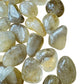 Plan view of Natural Citrine tumbled stone, Brazil-sourced.