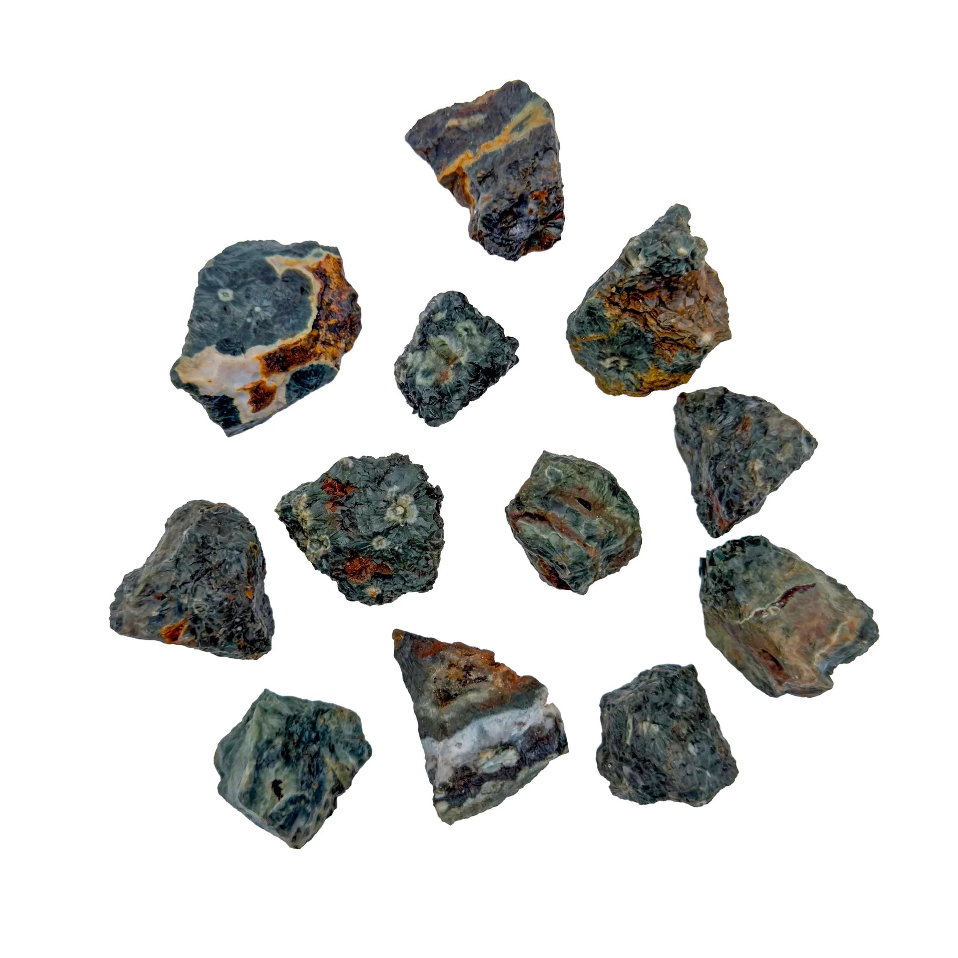Back view of Grade AA Ocean Jasper raw showing natural surface